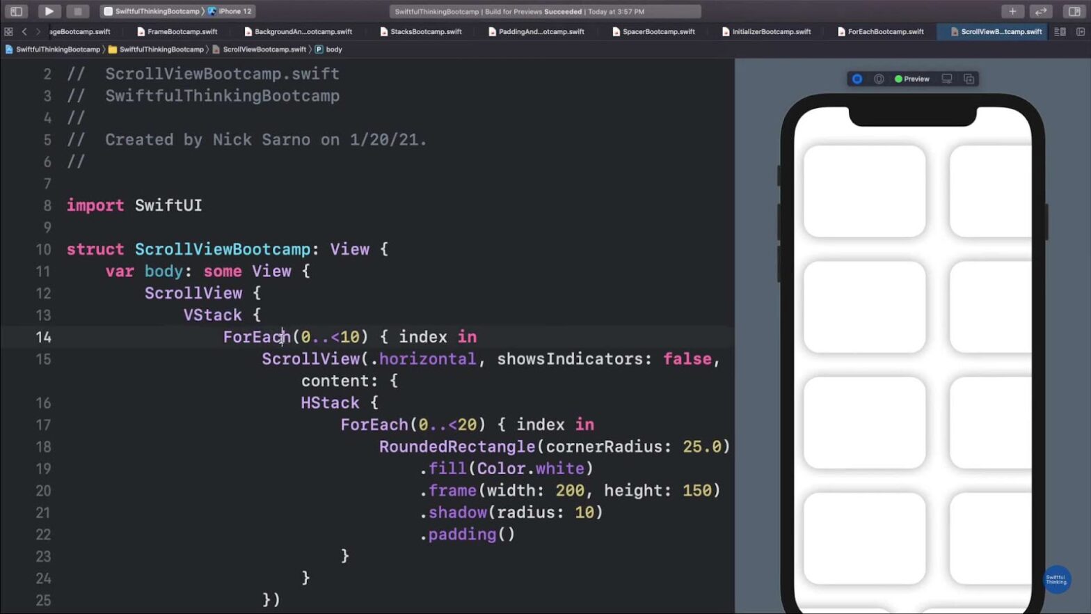 Example of creating swiftui scrollview
