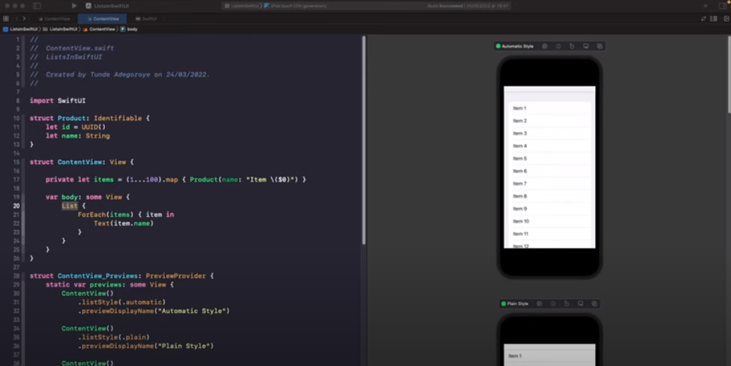 working with SwiftUI List