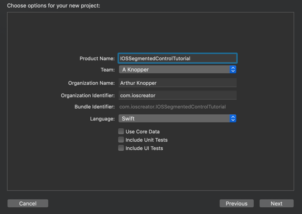 Navigate to the Storyboard panel and incorporate a segmented control component